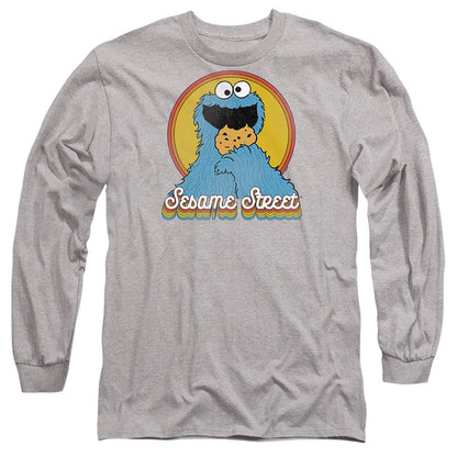Athletic - Front - Sesame Street Unisex Adult Cookie Monster Layered Heather Long-Sleeved T-Shirt