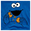Royal Blue - Side - Sesame Street Unisex Adult Om Nom Cookie Monster Face T-Shirt