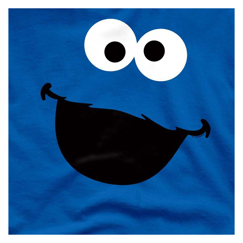 Royal Blue - Side - Sesame Street Unisex Adult Cookie Monster Face T-Shirt