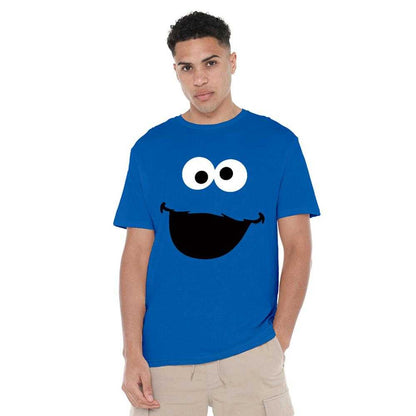 Royal Blue - Lifestyle - Sesame Street Unisex Adult Cookie Monster Face T-Shirt
