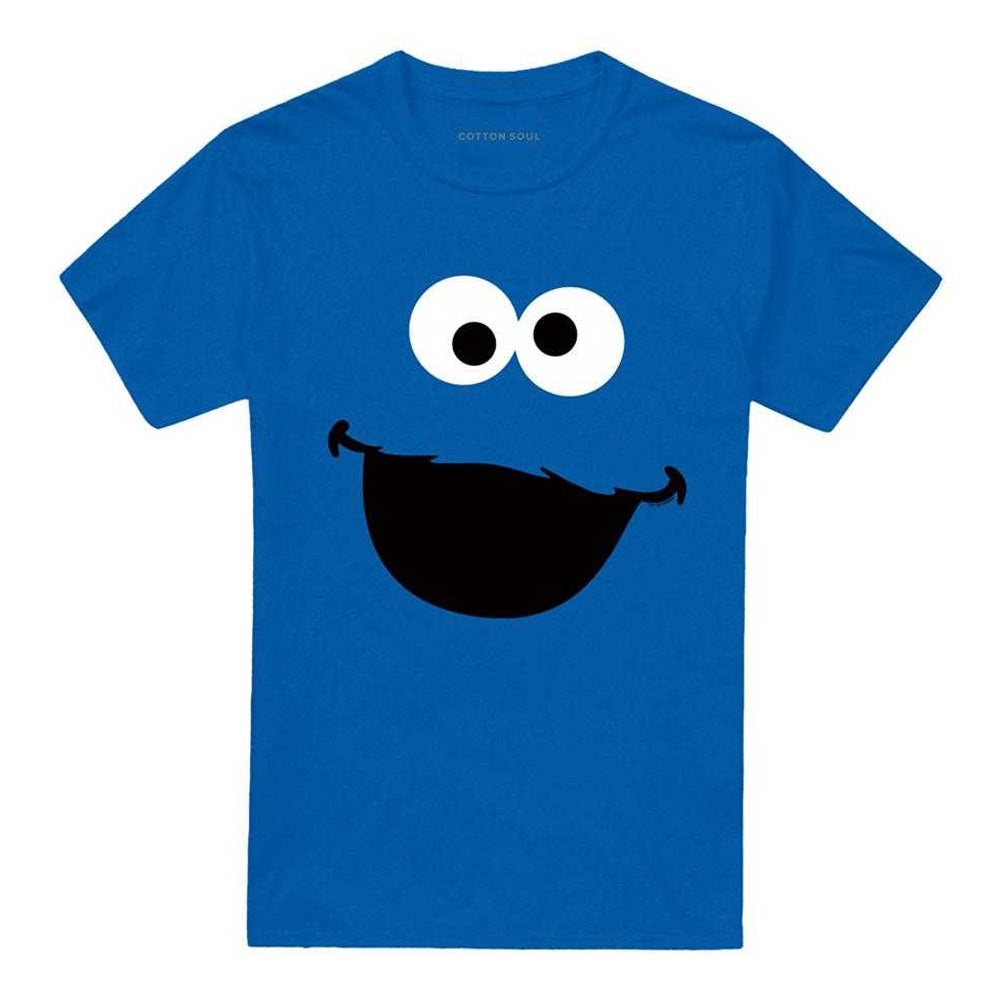 Royal Blue - Front - Sesame Street Unisex Adult Cookie Monster Face T-Shirt