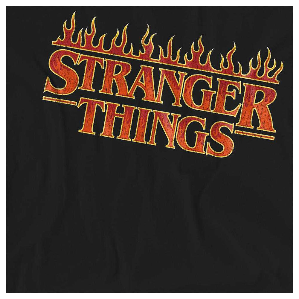 Black - Side - Stranger Things Womens-Ladies Flamingo Logo T-Shirt