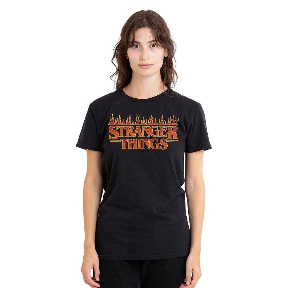 Black - Lifestyle - Stranger Things Womens-Ladies Flamingo Logo T-Shirt