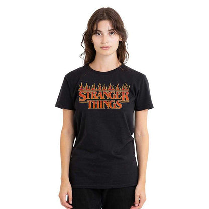 Black - Lifestyle - Stranger Things Womens-Ladies Flamingo Logo T-Shirt