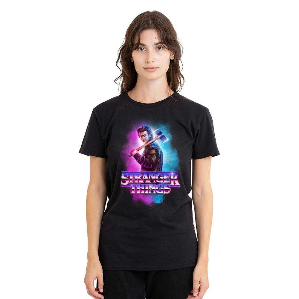 Black - Lifestyle - Stranger Things Womens-Ladies Steve Harrington Burst T-Shirt