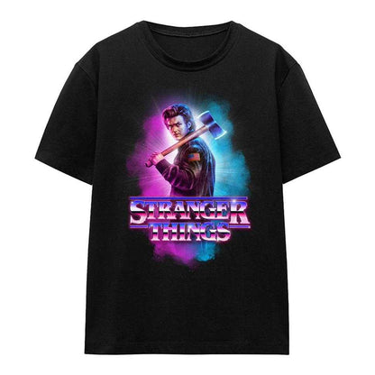 Black - Front - Stranger Things Womens-Ladies Steve Harrington Burst T-Shirt