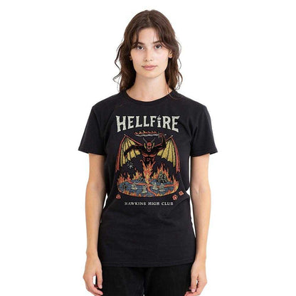 Black - Lifestyle - Stranger Things Womens-Ladies Hawkins High Hellfire T-Shirt