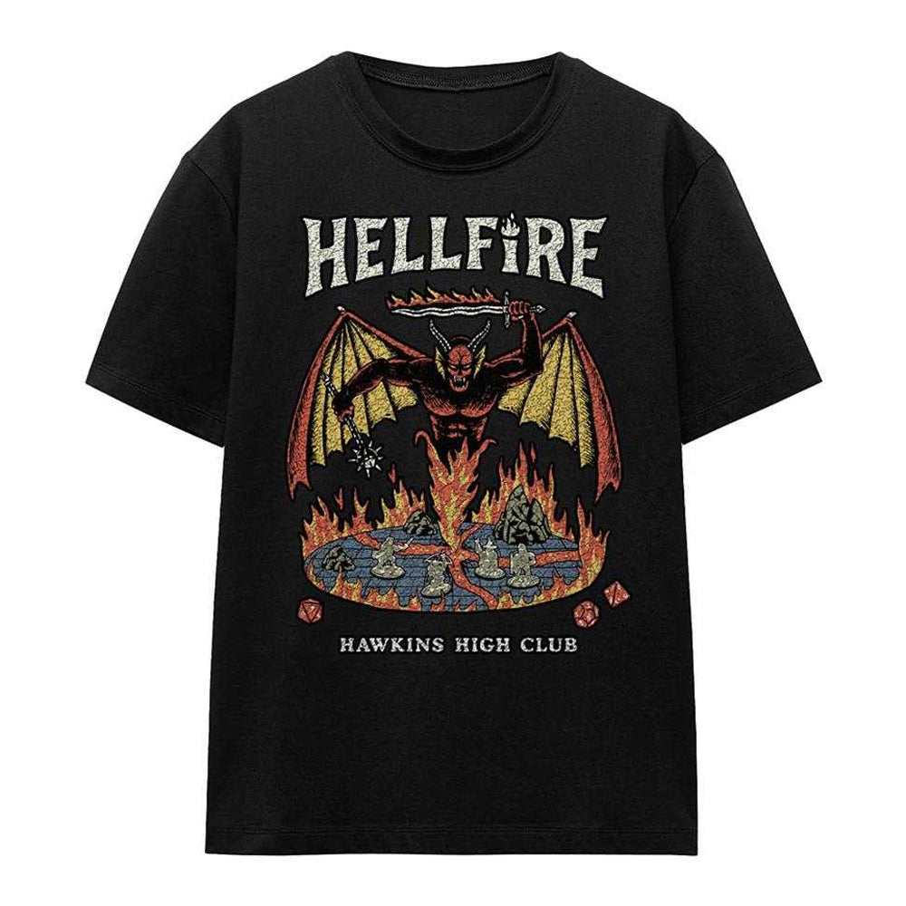 Black - Front - Stranger Things Womens-Ladies Hawkins High Hellfire T-Shirt