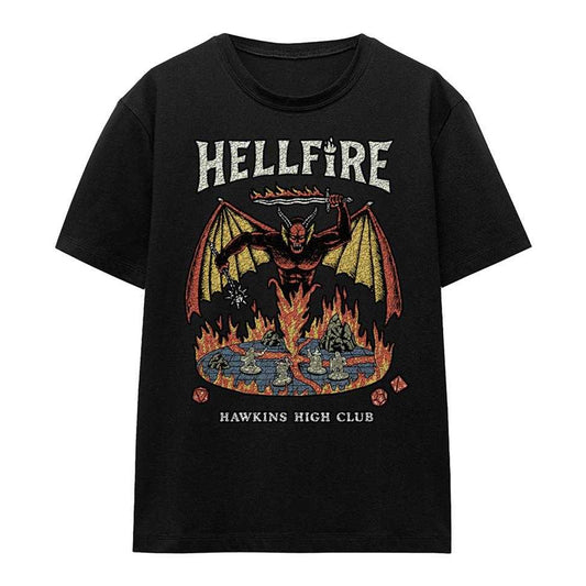 Black - Front - Stranger Things Womens-Ladies Hawkins High Hellfire T-Shirt