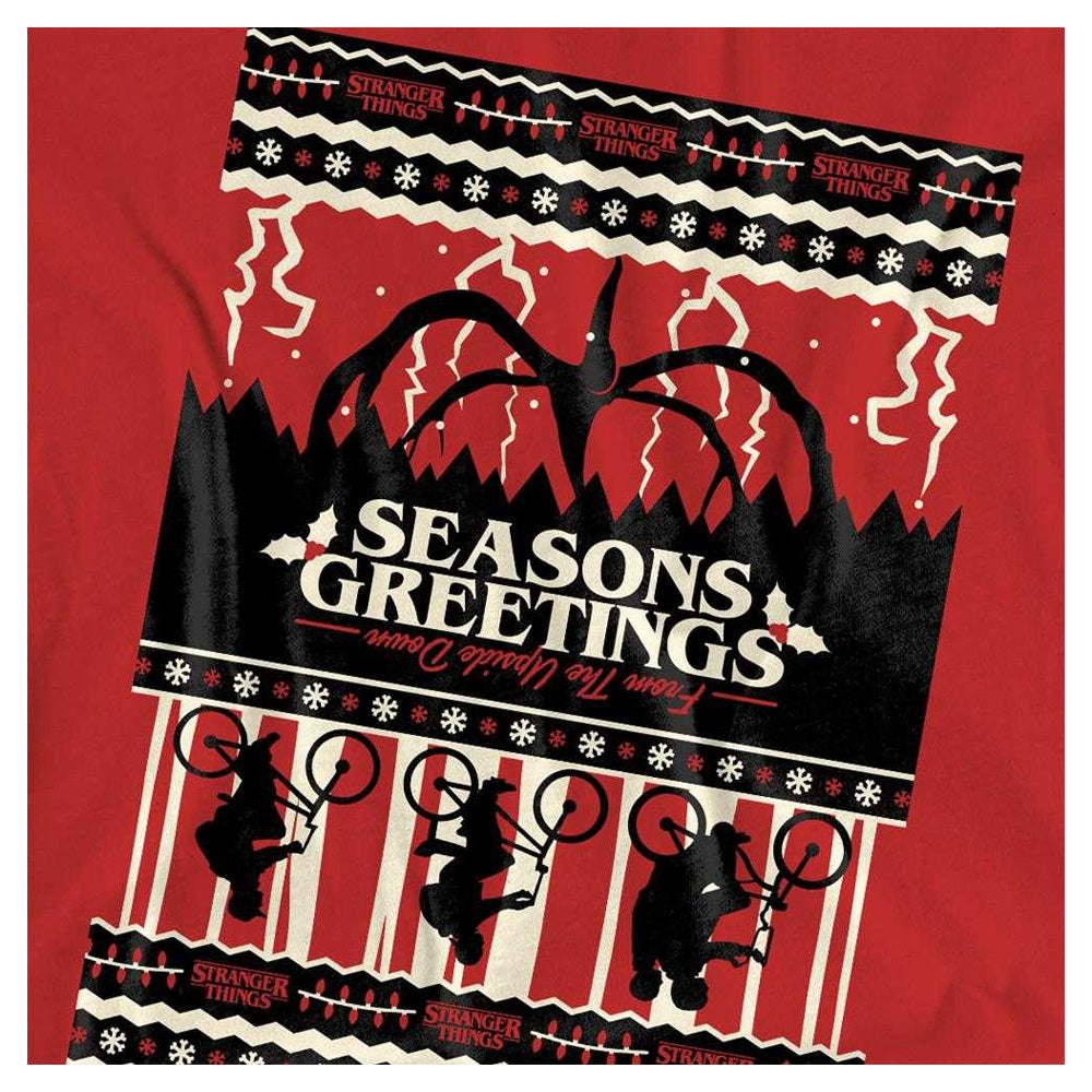 Red - Side - Stranger Things Womens-Ladies Fair Isle Christmas T-Shirt
