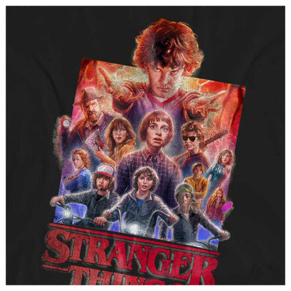 Black - Side - Stranger Things Womens-Ladies Group Poster T-Shirt