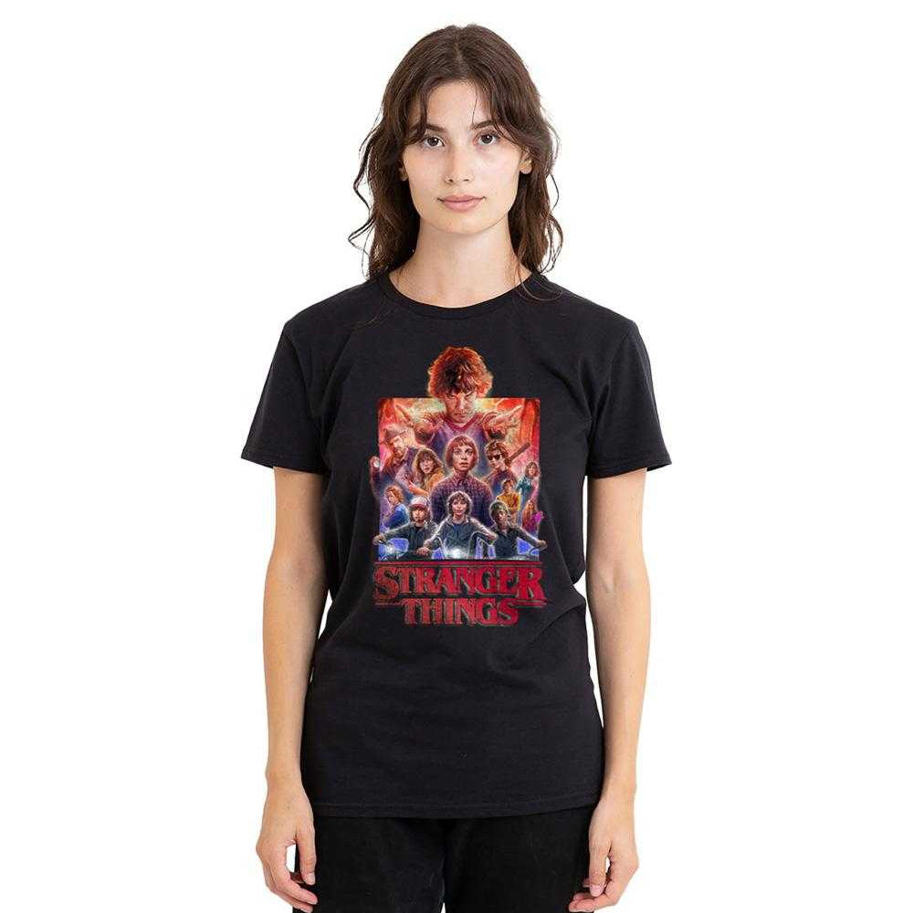 Black - Lifestyle - Stranger Things Womens-Ladies Group Poster T-Shirt