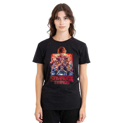 Black - Lifestyle - Stranger Things Womens-Ladies Group Poster T-Shirt