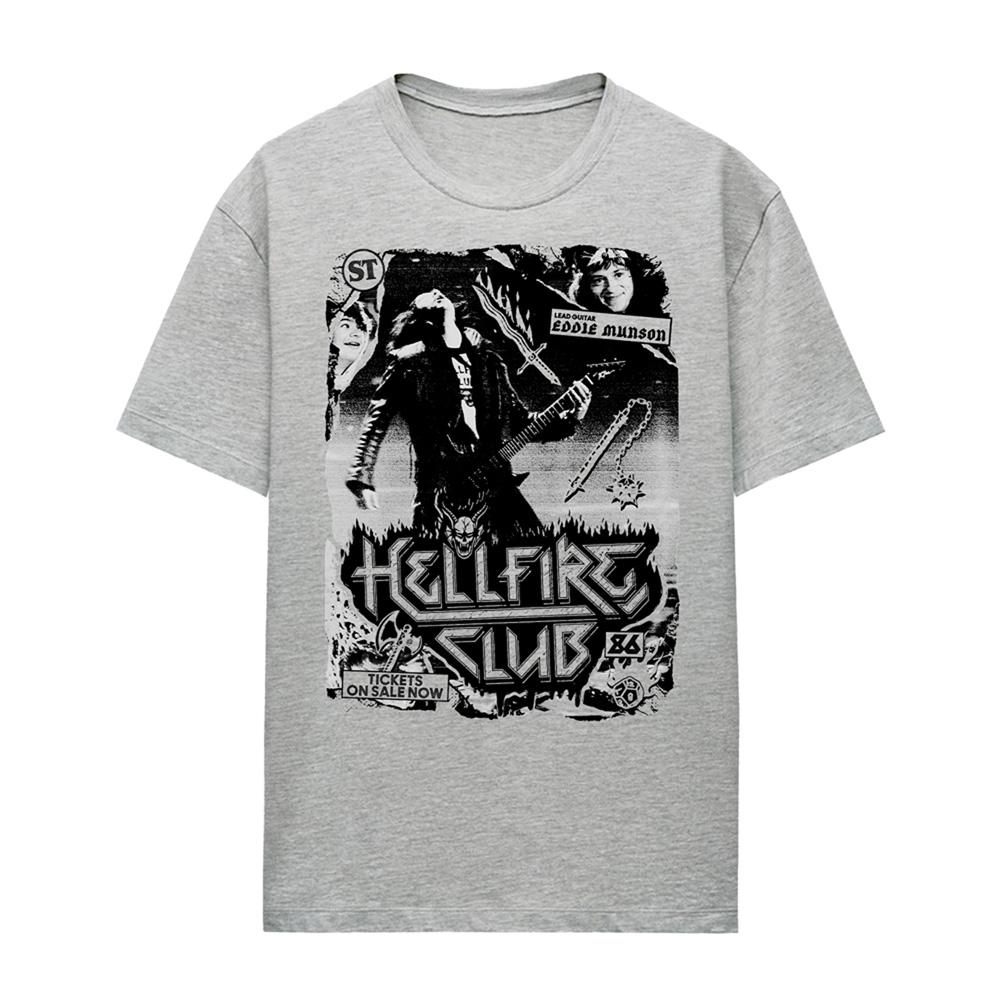 Athletic Heather - Back - Stranger Things Womens-Ladies Hellfire Club Poster T-Shirt