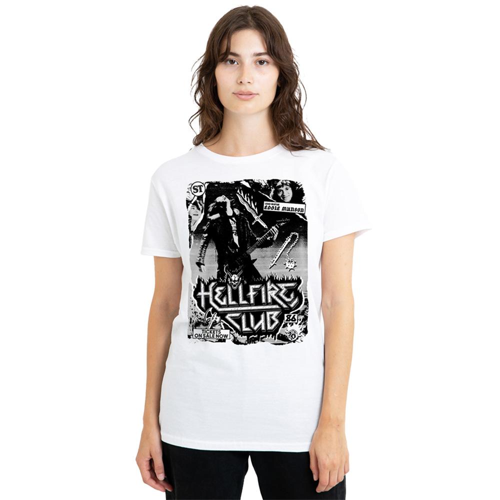 Athletic Heather - Side - Stranger Things Womens-Ladies Hellfire Club Poster T-Shirt