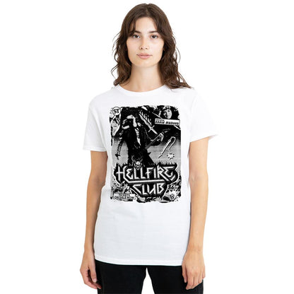 Athletic Heather - Side - Stranger Things Womens-Ladies Hellfire Club Poster T-Shirt