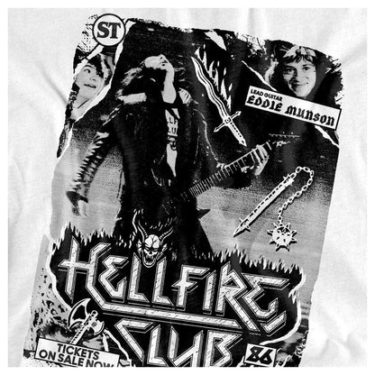White - Side - Stranger Things Womens-Ladies Hellfire Club Poster T-Shirt