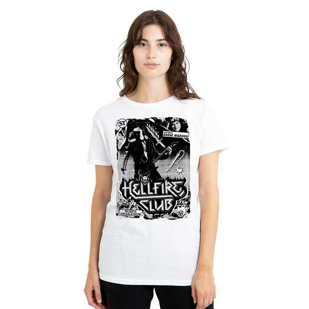 White - Lifestyle - Stranger Things Womens-Ladies Hellfire Club Poster T-Shirt