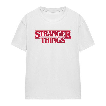 White - Front - Stranger Things Womens-Ladies Logo T-Shirt