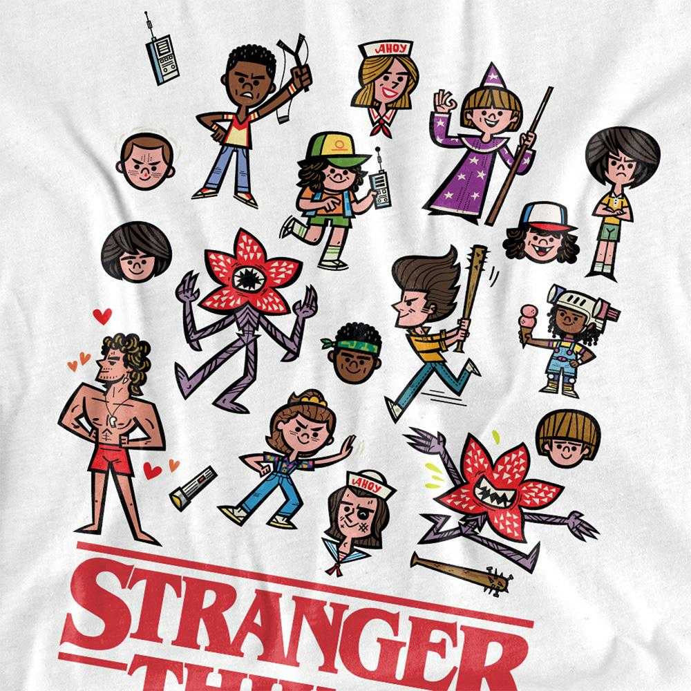 White - Pack Shot - Stranger Things Womens-Ladies Cartoon Character T-Shirt
