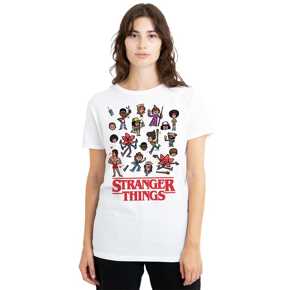 Black - Back - Stranger Things Womens-Ladies Cartoon Character T-Shirt