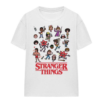 White - Front - Stranger Things Womens-Ladies Cartoon Character T-Shirt