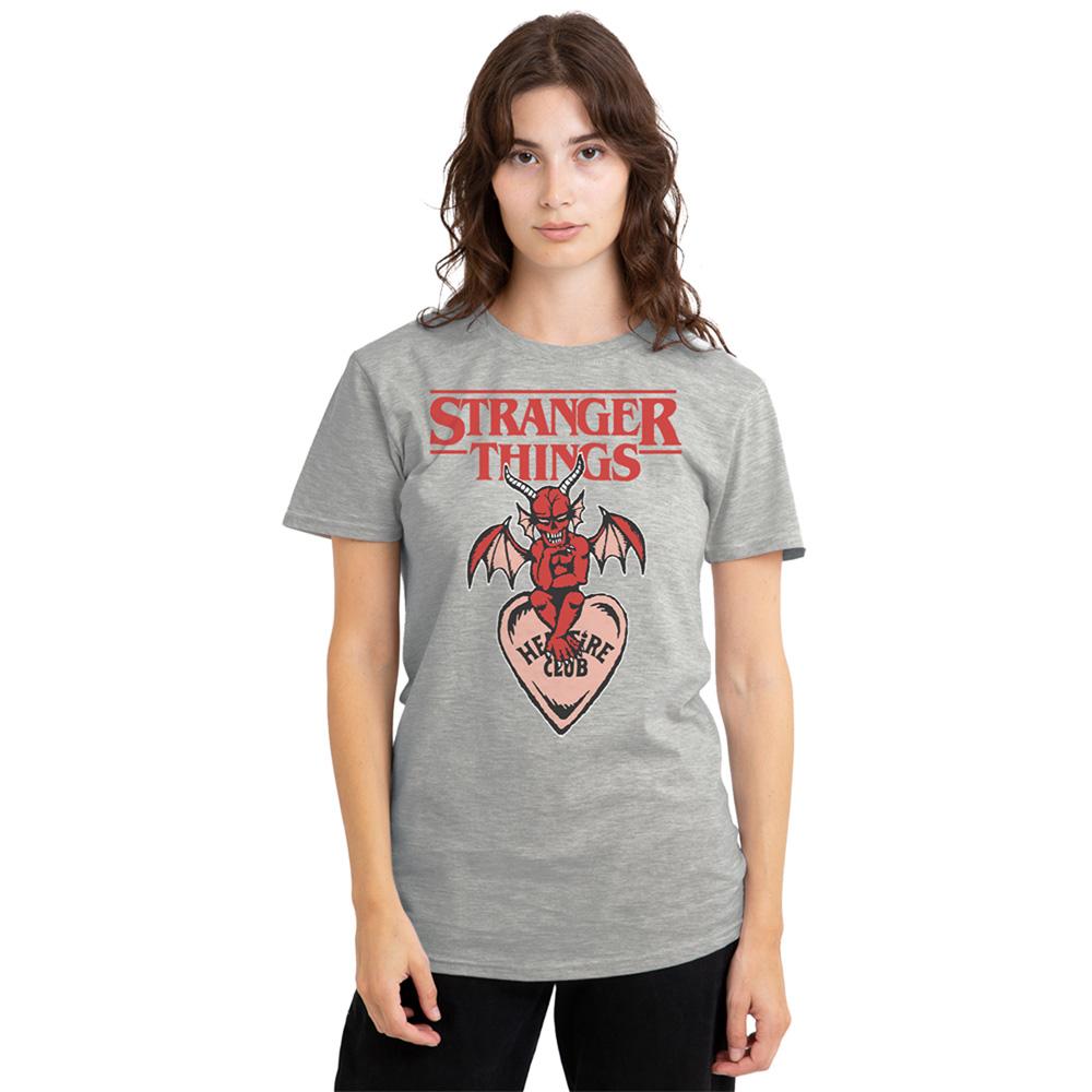 Athletic Heather - Back - Stranger Things Womens-Ladies Hellfire Heart T-Shirt