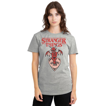 Athletic Heather - Back - Stranger Things Womens-Ladies Hellfire Heart T-Shirt