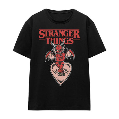 Black - Back - Stranger Things Womens-Ladies Hellfire Heart T-Shirt
