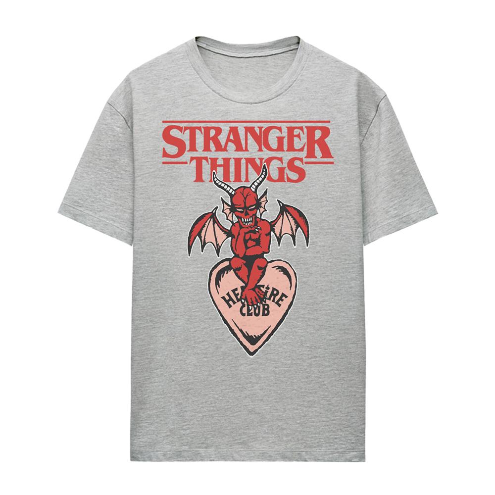 Athletic Heather - Front - Stranger Things Womens-Ladies Hellfire Heart T-Shirt