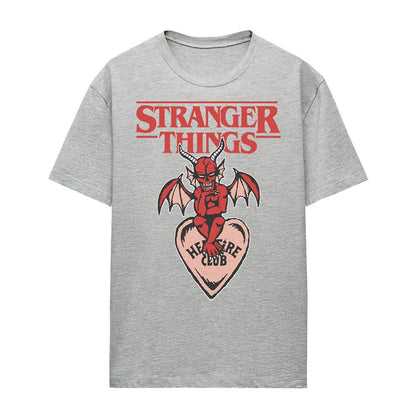 Athletic Heather - Front - Stranger Things Womens-Ladies Hellfire Heart T-Shirt