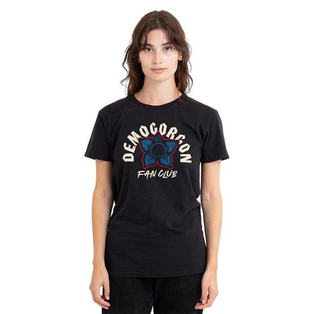 Black - Side - Stranger Things Womens-Ladies Fan Club Demogorgon T-Shirt