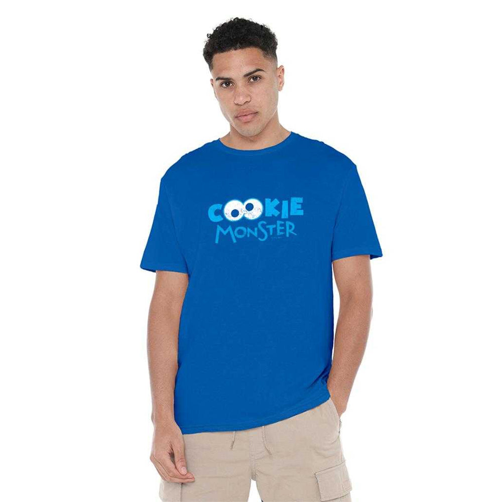 Royal Blue - Side - Sesame Street Unisex Adult Cookie Monster Eyes T-Shirt