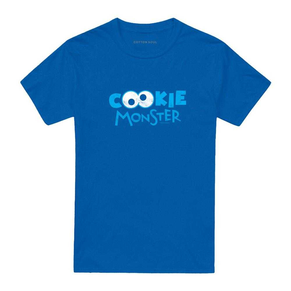Royal Blue - Front - Sesame Street Unisex Adult Cookie Monster Eyes T-Shirt