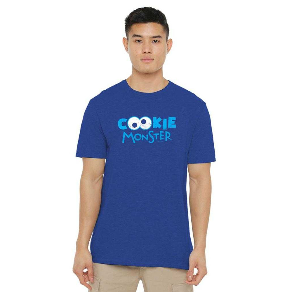 Royal Blue - Side - Sesame Street Unisex Adult Cookie Monster Eyes T-Shirt