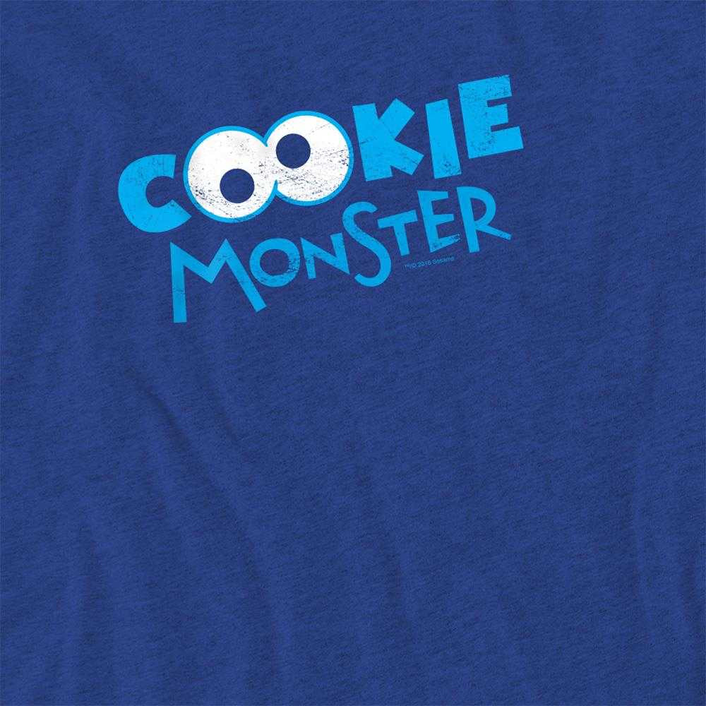 Royal Blue - Pack Shot - Sesame Street Unisex Adult Cookie Monster Eyes T-Shirt