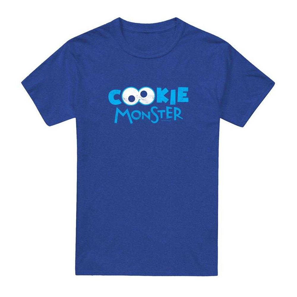 Royal Blue - Front - Sesame Street Unisex Adult Cookie Monster Eyes T-Shirt