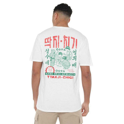 White - Pack Shot - Squid Game Unisex Adult Season Three Game Of Slap Match Korean Back Print T-Shirt