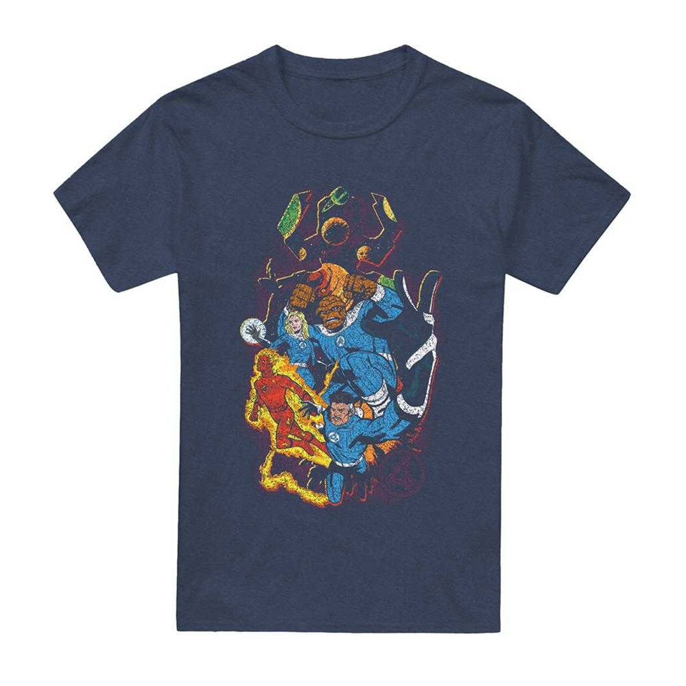 Heather Navy - Front - Fantastic Four Unisex Adult Cosmic Heroes & Villains T-Shirt