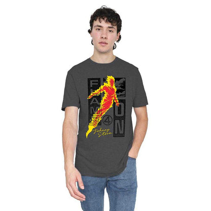 Dark Heather - Side - Fantastic Four Unisex Adult Flame On Trend Johnny T-Shirt