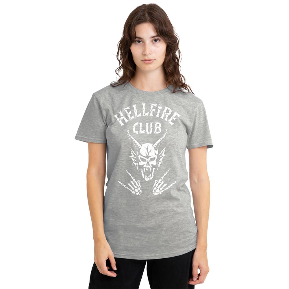 Athletic Heather - Back - Stranger Things Womens-Ladies Hellfire Club Bones T-Shirt