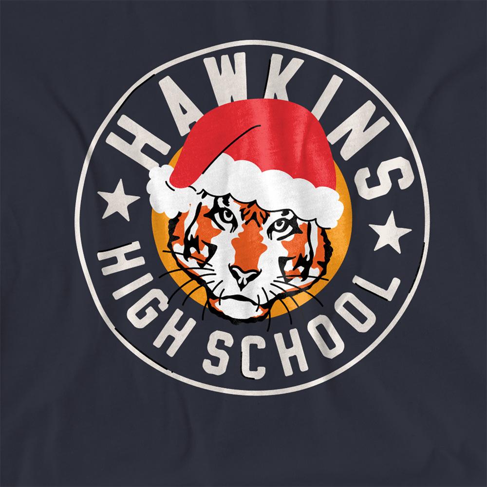 Deep Navy - Pack Shot - Stranger Things Womens-Ladies Hawkins High Christmas T-Shirt