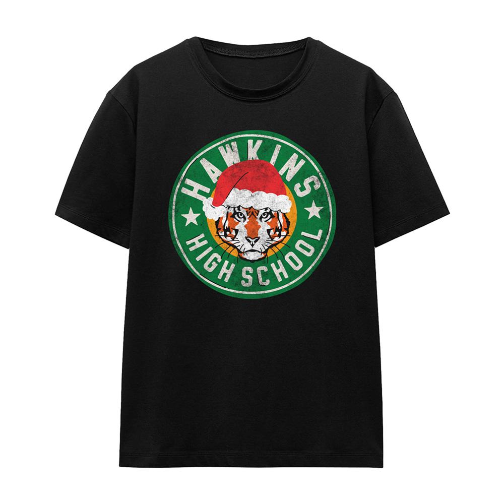 Black - Front - Stranger Things Womens-Ladies Hawkins High Christmas T-Shirt