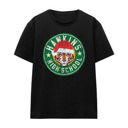 Black - Front - Stranger Things Womens-Ladies Hawkins High Christmas T-Shirt