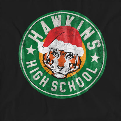 Black - Side - Stranger Things Womens-Ladies Hawkins High Christmas T-Shirt