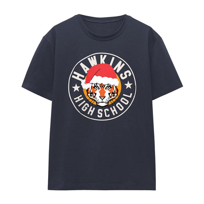 Deep Navy - Front - Stranger Things Womens-Ladies Hawkins High Christmas T-Shirt