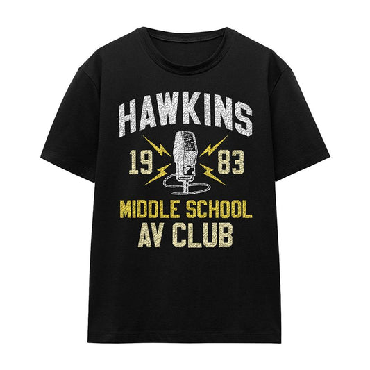 Black - Front - Stranger Things Womens-Ladies Hawkins Middle School T-Shirt