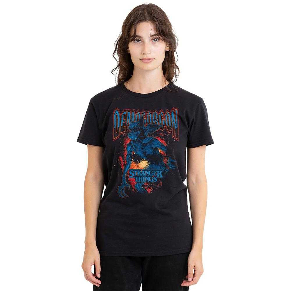 Black - Side - Stranger Things Womens-Ladies Demogorgon Band T-Shirt