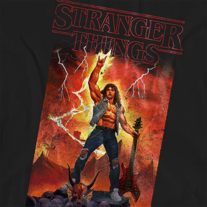 Black - Side - Stranger Things Womens-Ladies Rock Of Eddie Munson T-Shirt