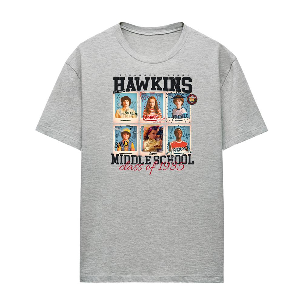 Athletic Heather - Front - Stranger Things Womens-Ladies Yearbook T-Shirt